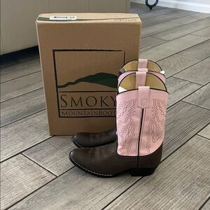 Smoky Mountain Kids Pink and Brown Western Boots